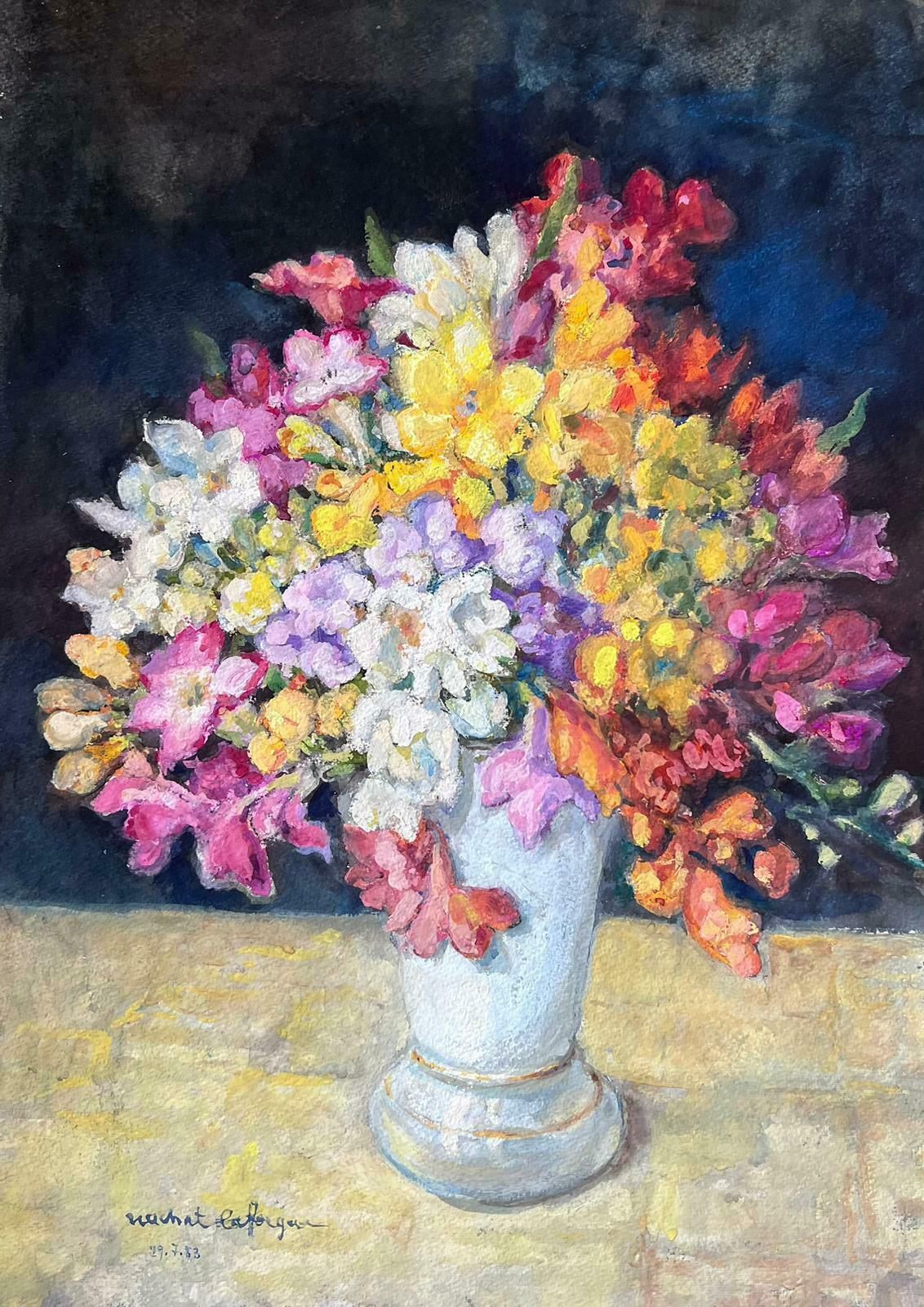 Jean Laforguebloom Floral Display Mid 20th Century French Post Impressionist Signed Painting1953 photo for sale