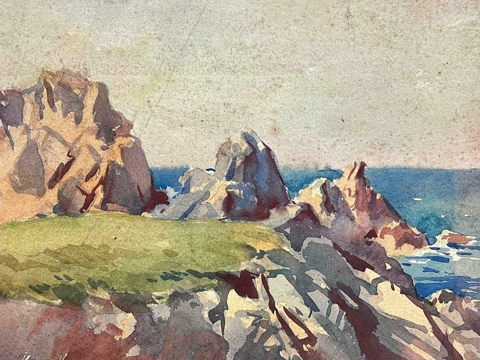 Frank Duffieldrocky English Coastline Sea British Mid 20th Century Impressionist Painting Mid 20th Century