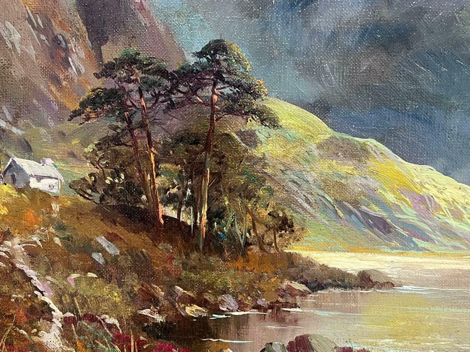F. E. Jamiesonantique Scottish Highland Landscape Signed Oil Painting Loch In Mountains photo vinterior