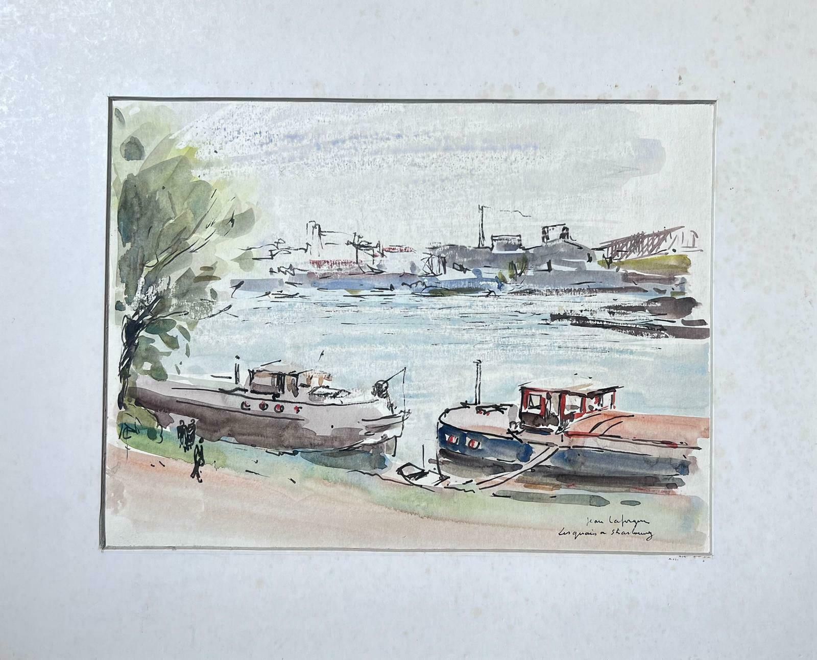 Jean Laforguele Quai Des Strasbourg Mid 20th C French Post Impressionist Signed Painting photo furniture
