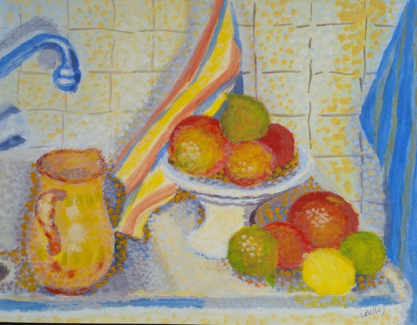 Louis Bellonfrench Neo Impressionist Still Life Pointillist Mid 20th Century Paintingc. 1950s