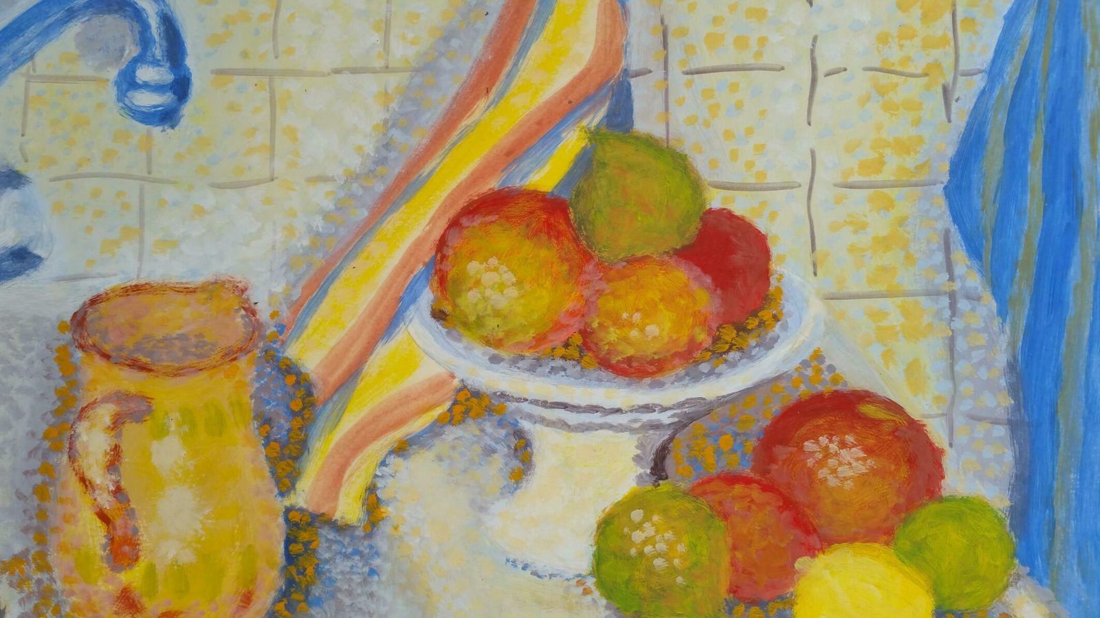 Louis Bellonfrench Neo Impressionist Still Life Pointillist Mid 20th Century Paintingc. 1950s photo for sale