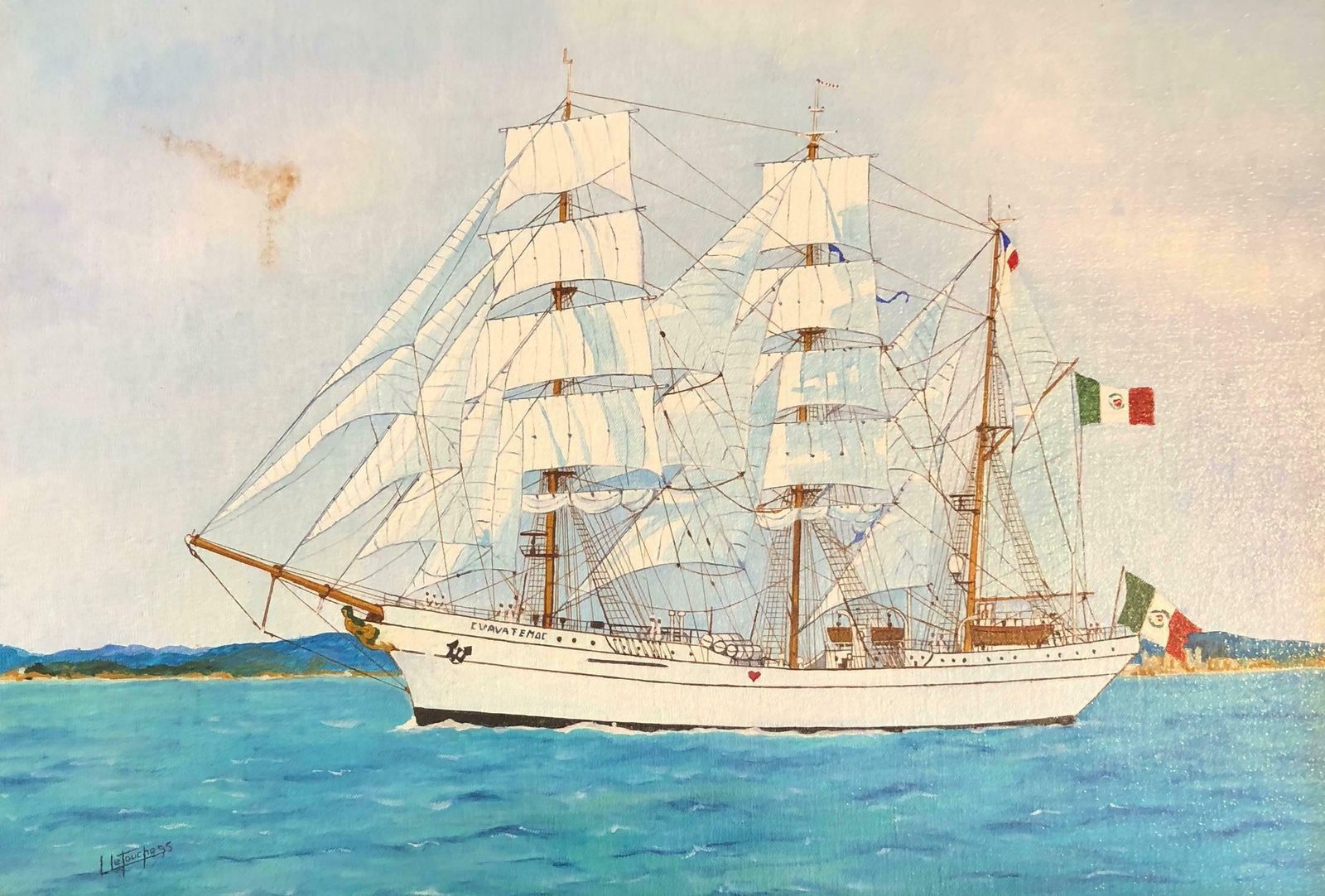 Louis Letouchecuauhtémoc, Signed Oil Paintingc. 1995