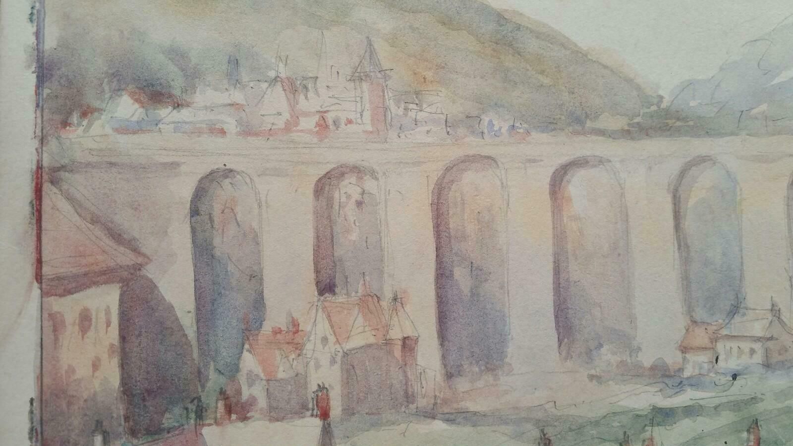 Leonard Machin Rowemid 20th Century, Old Luxembourg, La Passerelle And Ramparts1950's photo vinterior
