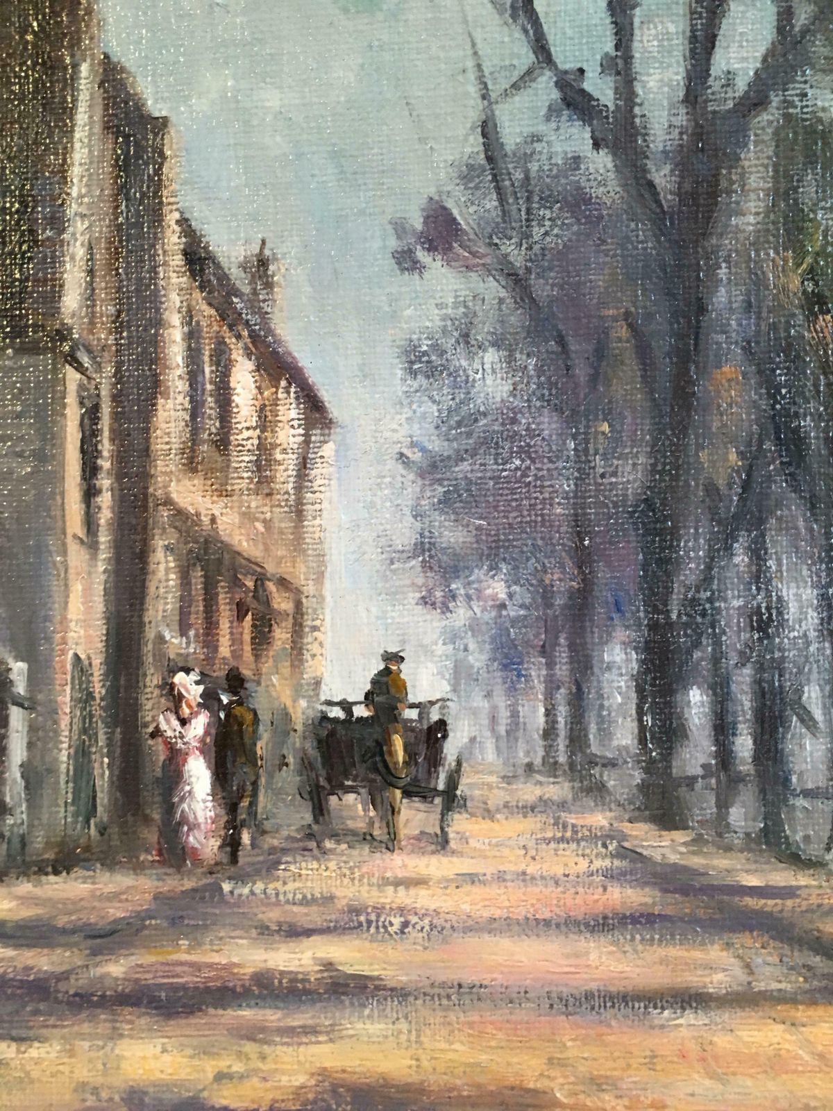Anthony Hedgesdappled Light, Impressionist City Scene, Signed Oil Paintingc. 1980's photo 740.0