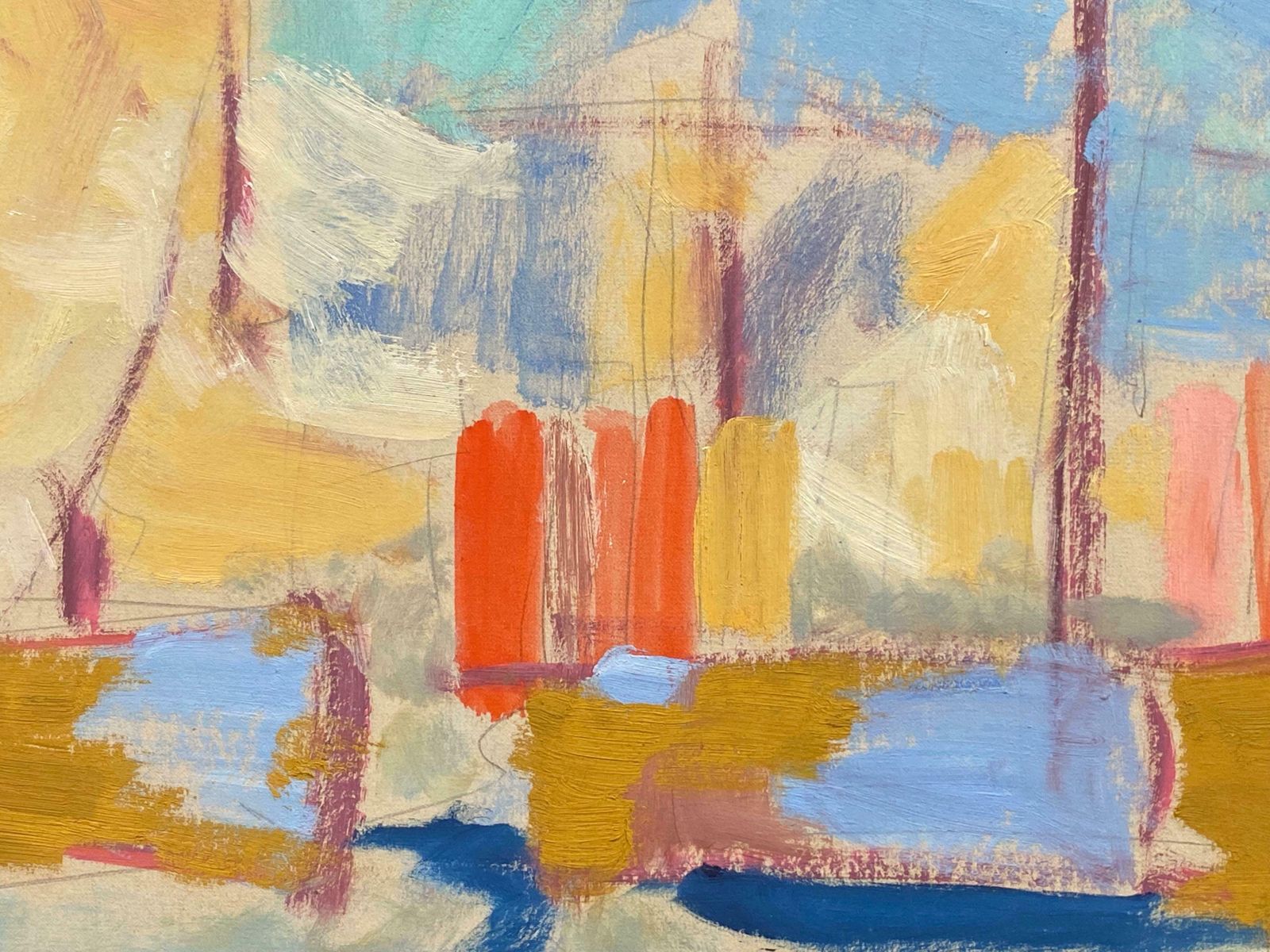 Elisabeth Hahn20th Century German Modernist Oil Painting Beautiful Harbour Colors20th Century photo 710.0