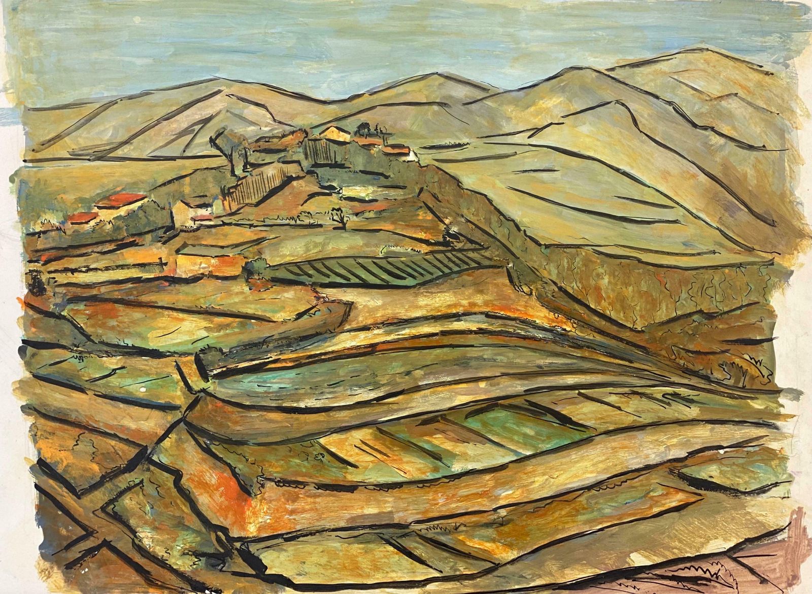 Bernard Labbe1950's Modernist Painting     French Landscape1950's