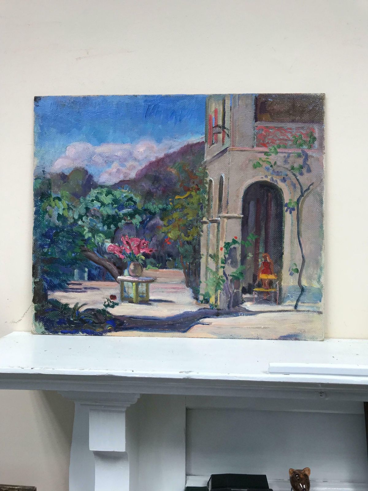 French School1930's French Post Impressionist Oil Painting   Country House Flower Gardens photo furniture