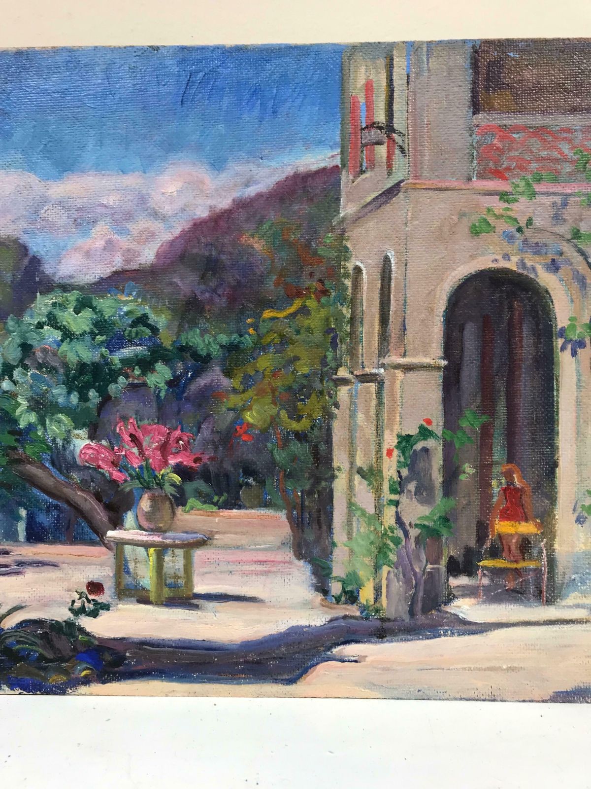 French School1930's French Post Impressionist Oil Painting   Country House Flower Gardens photo Art