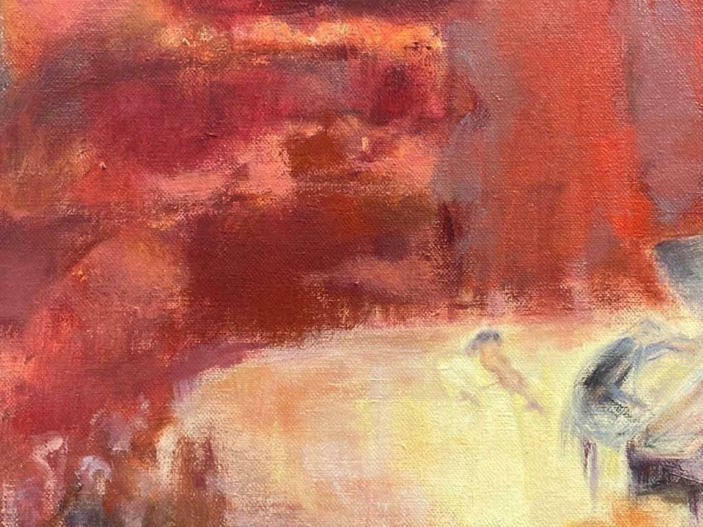 Elisabeth Hahn20th Century German Modernist Oil Painting Pianist In Concert Hall With Audience20th Century photo for sale