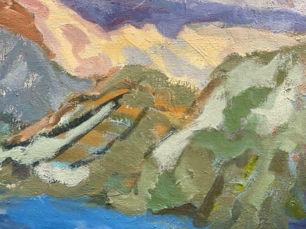 Elisabeth Hahn20th Century German Modernist Oil Painting Beautiful Lake Landscape Summer Color20th Century photo for sale