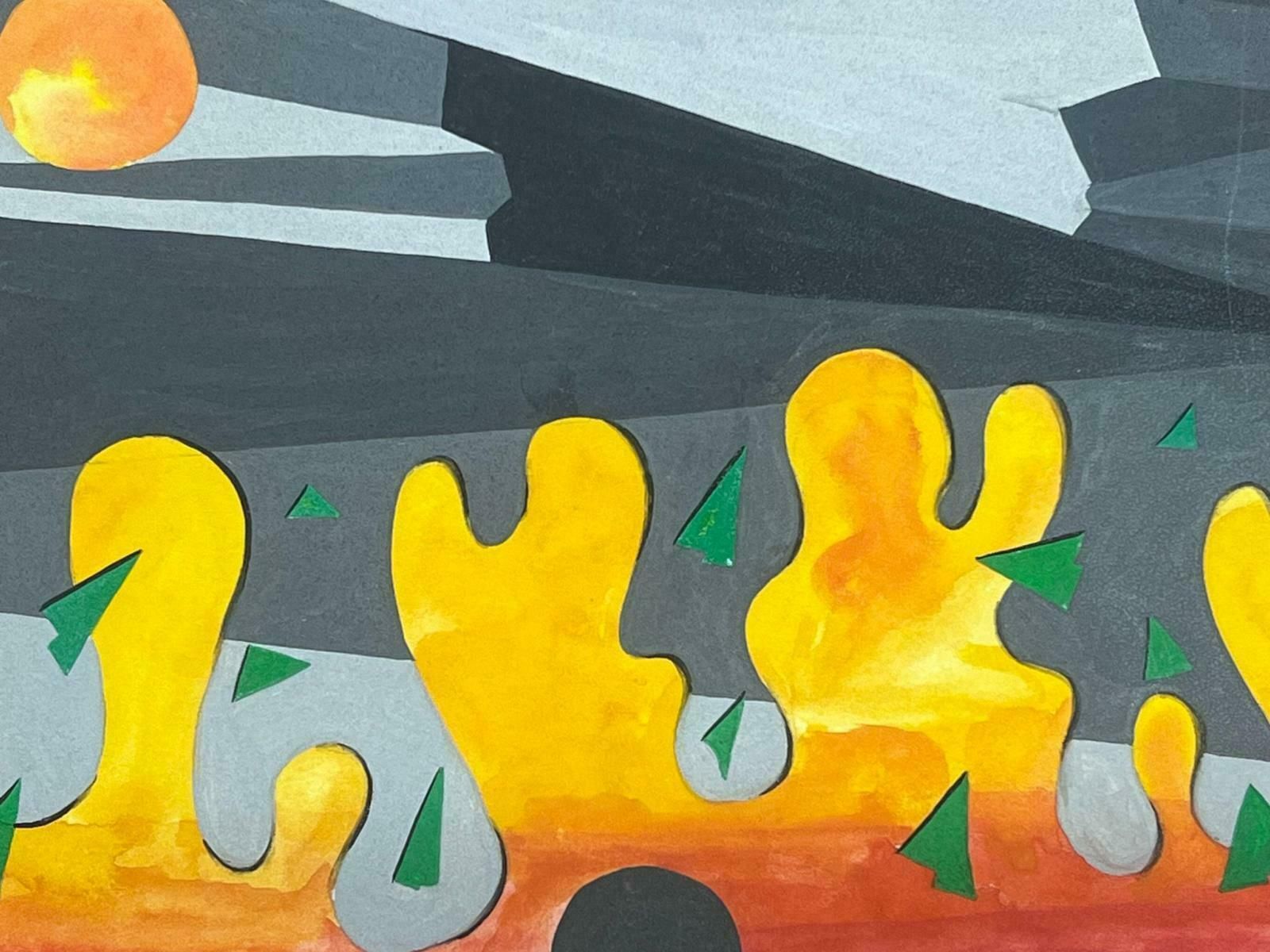 Sally Vaughancontemporary British Abstract Original Painting Flame Sunset1990 photo furniture