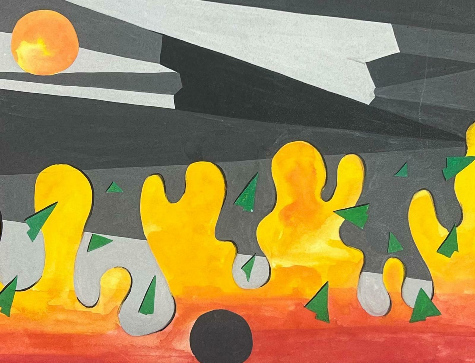 Sally Vaughancontemporary British Abstract Original Painting Flame Sunset1990 photo for sale