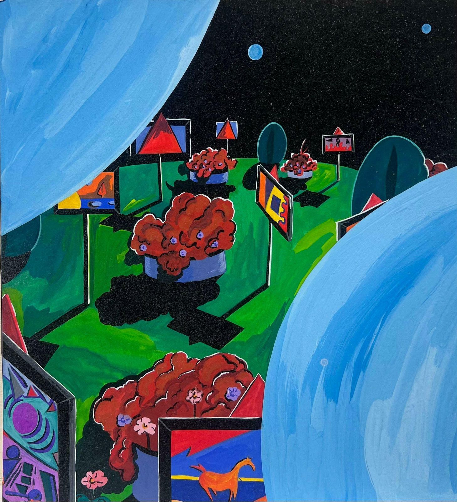 Sally Vaughancontemporary British Abstract Original Painting Surrealist Landscape1990