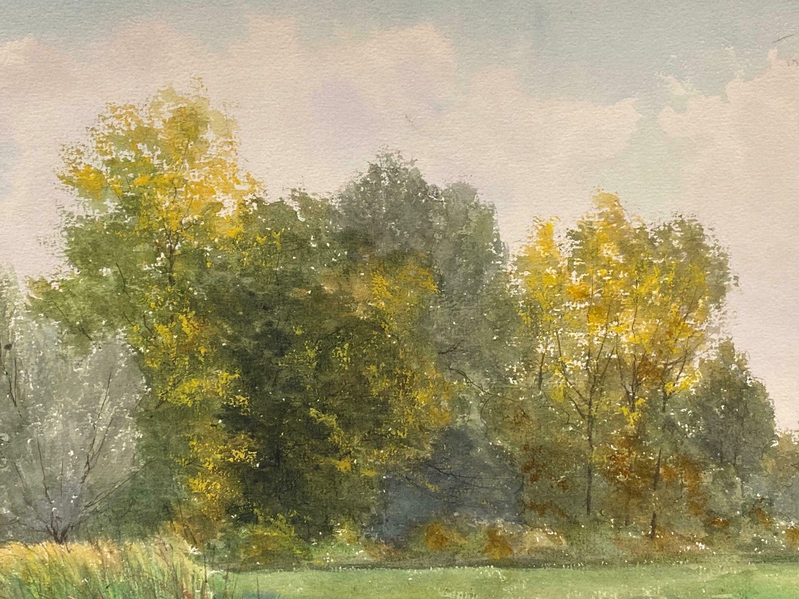 French Impressionistbright French Impressionist Antique Painting   Tranquil River Landscape photo furniture