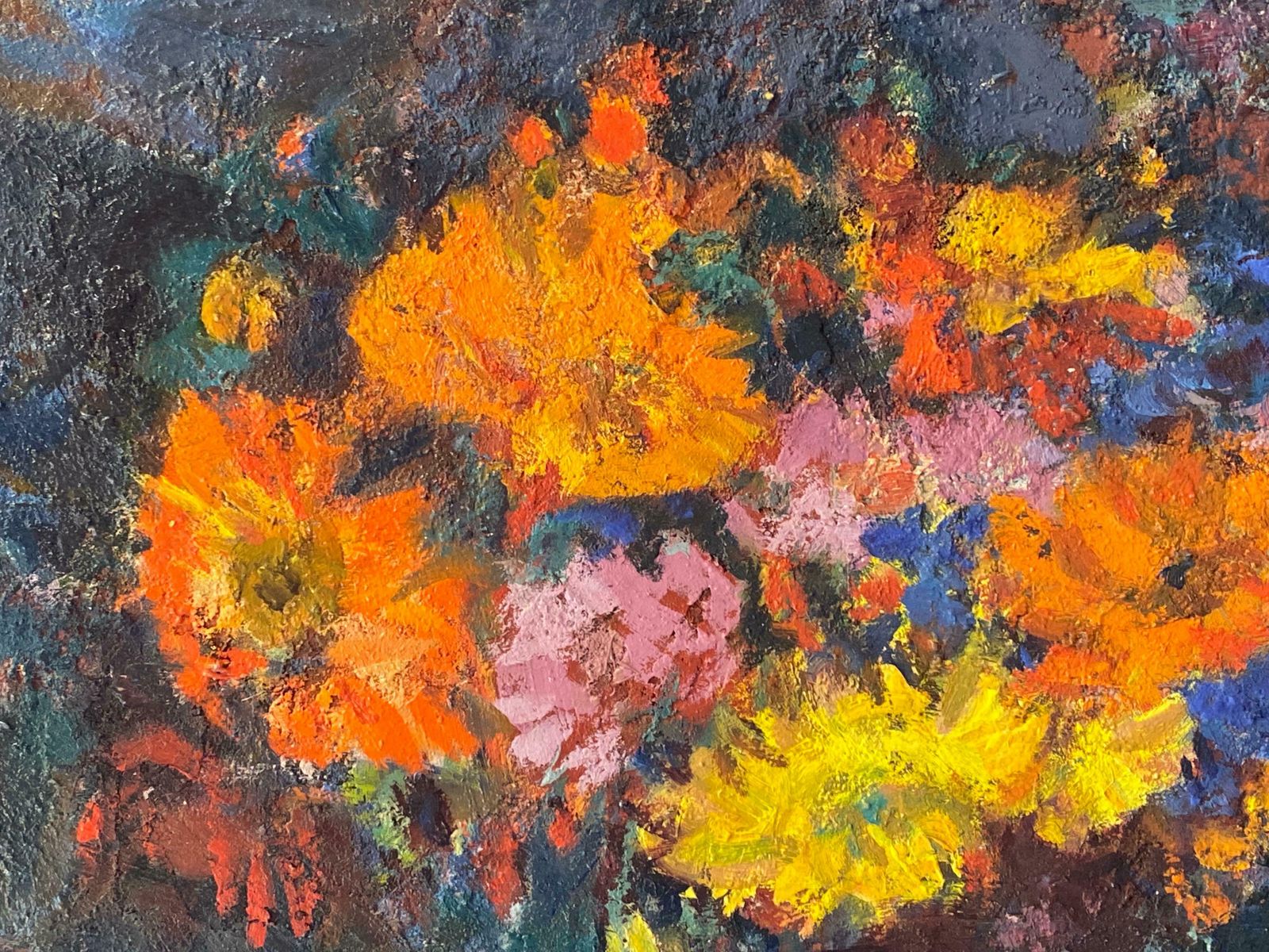 Elisabeth Hahn20th Century German Modernist Oil Painting Colorful Still Life Of Flowers20th Century photo for sale