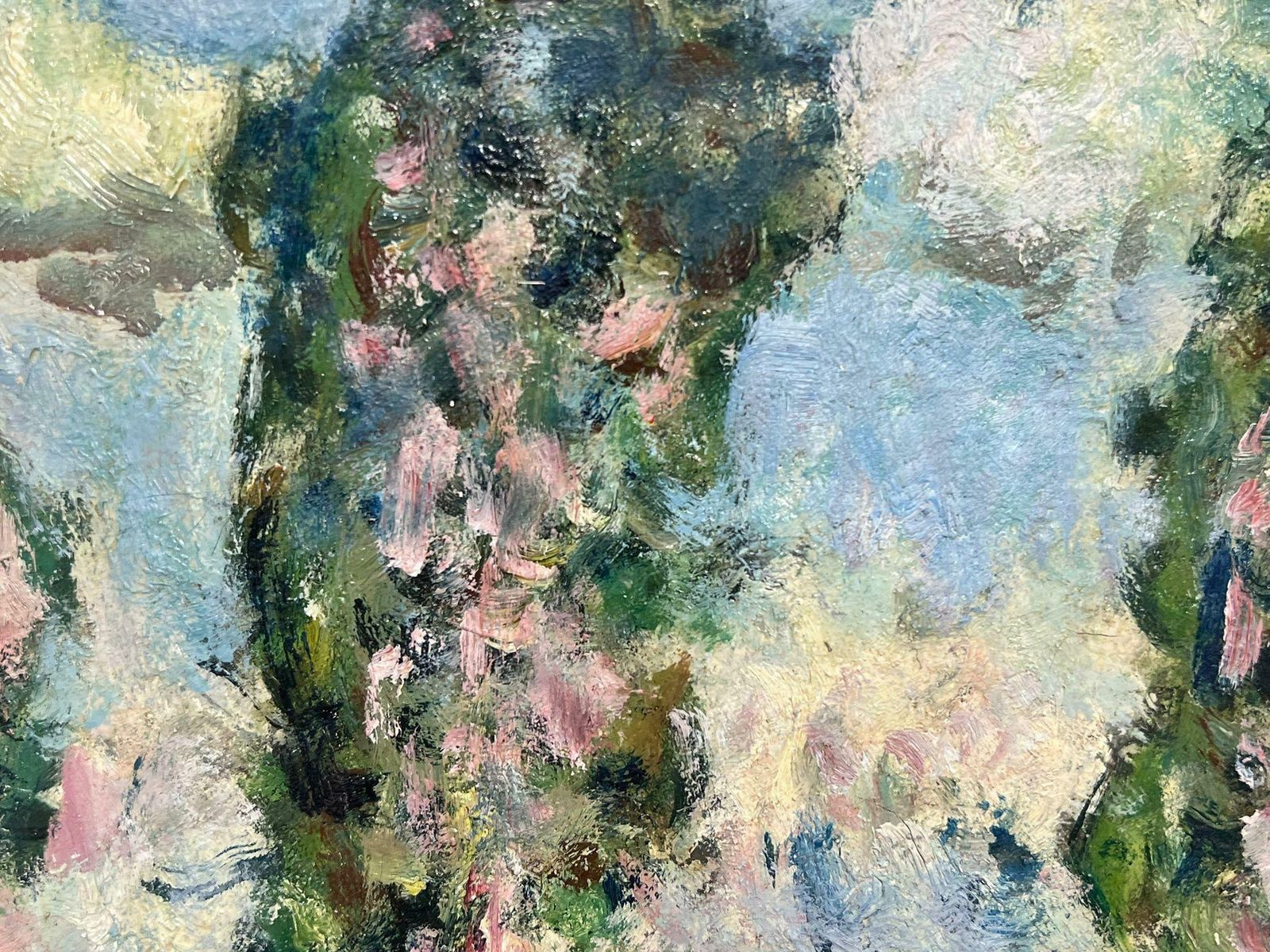 Georges Bousquait1960's French Post Impressionist Signed Oil Painting Cattle Grazing River Landsc photo for sale