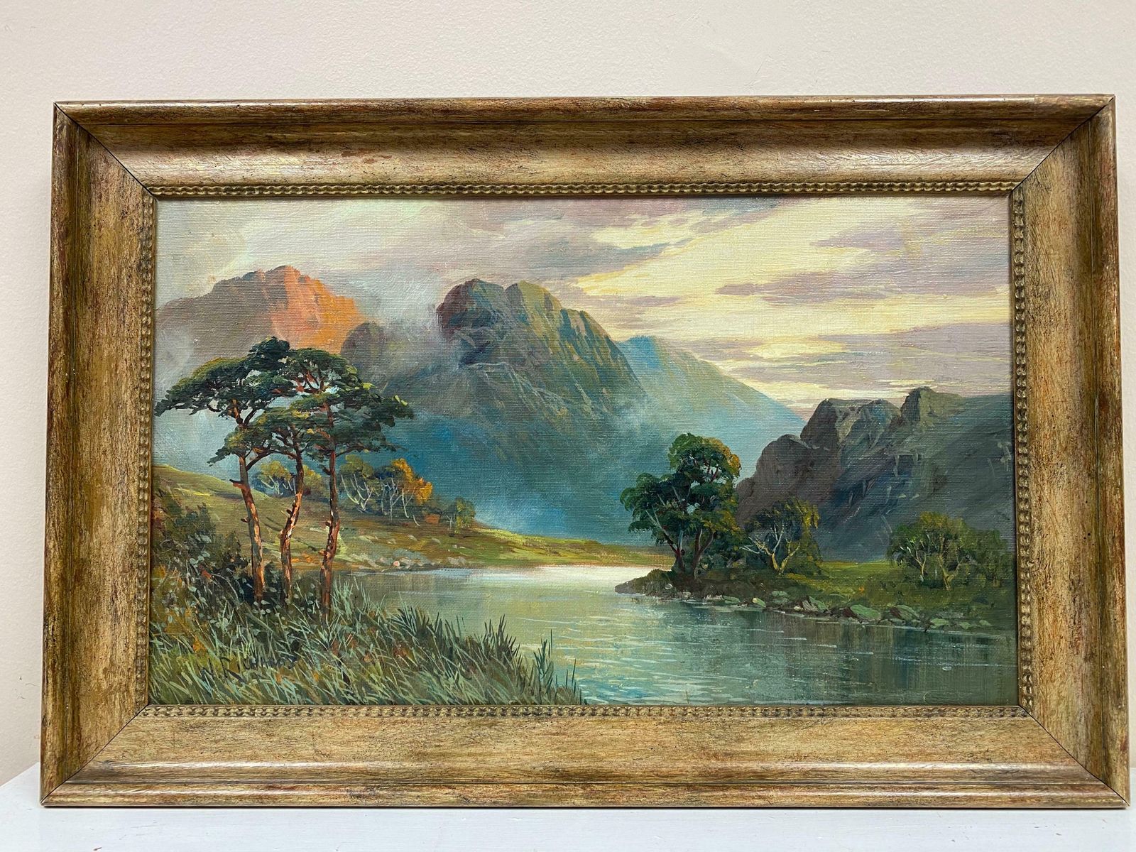 Francis E. Jamiesonbeautiful Antique Scottish Highlands Oil Painting River Landscapec.1930's photo furniture