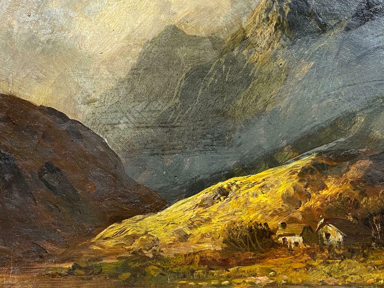 Francis E. Jamiesonantique Scottish Highlands Oil Painting Misty River Landscape Perthshirec.1920's photo for sale