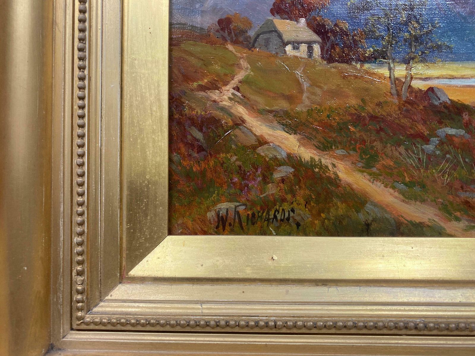 Francis E. Jamiesonlarge Antique Scottish Highlands Oil Painting In Gilt Frame Pitlochry Perthshirec.1930's photo Art