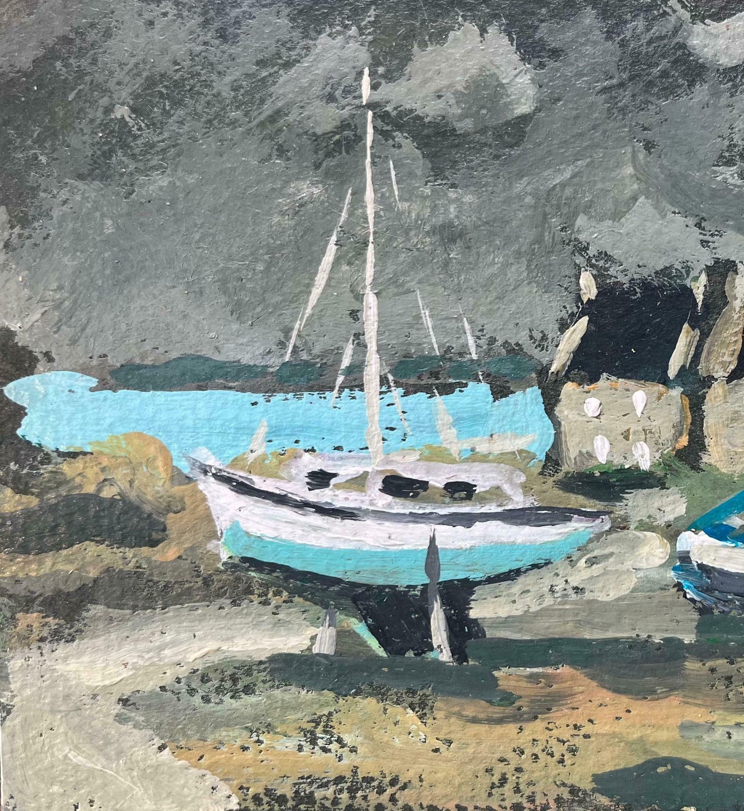 Fanch Lelfrench Impressionist Oil Painting Of "Le Guildo" Coastal Village Scene With Boat2004 photo Art