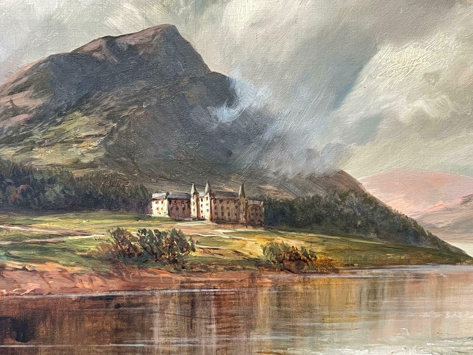 Francis E. Jamiesonantique Scottish Highlands Signed Oil Painting Loch Achray Trossachs Hotelc.1930's photo Art