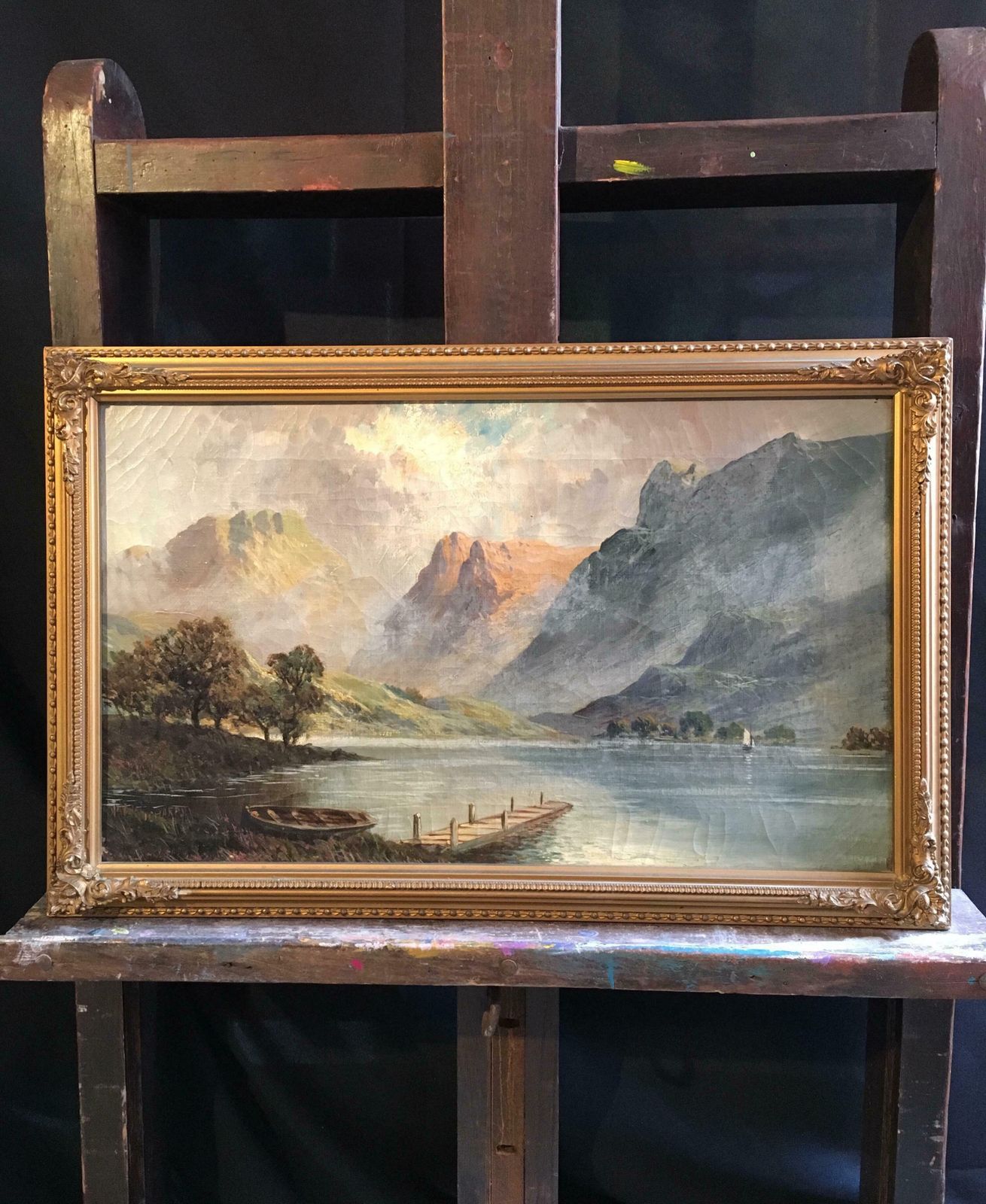 Francis E. Jamiesonloch Lomond, View Of The Jetty, Antique Scottish Oil Painting Sunset, Signedc.1930's photo for sale