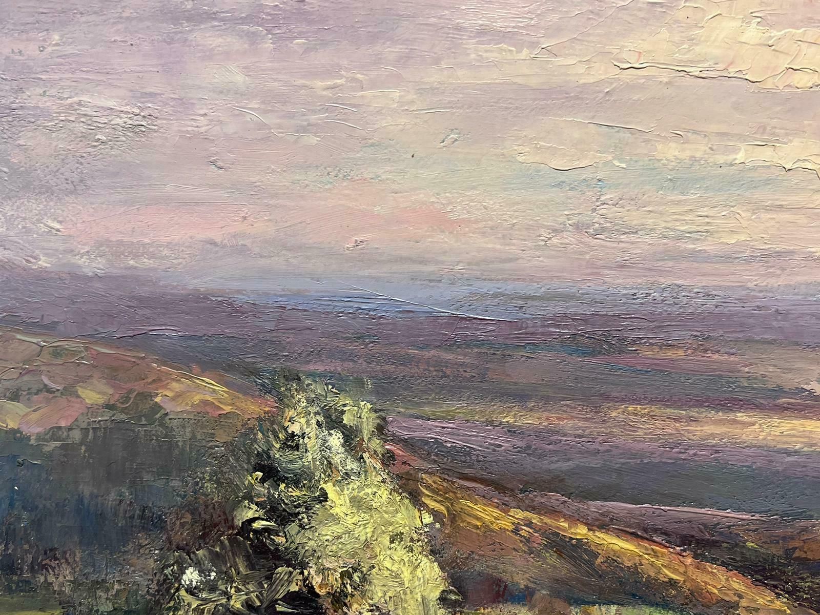Leon Hatotvintage French Oil Painting Of A Purple Sky Landscape Onto The Green Hills photo Art