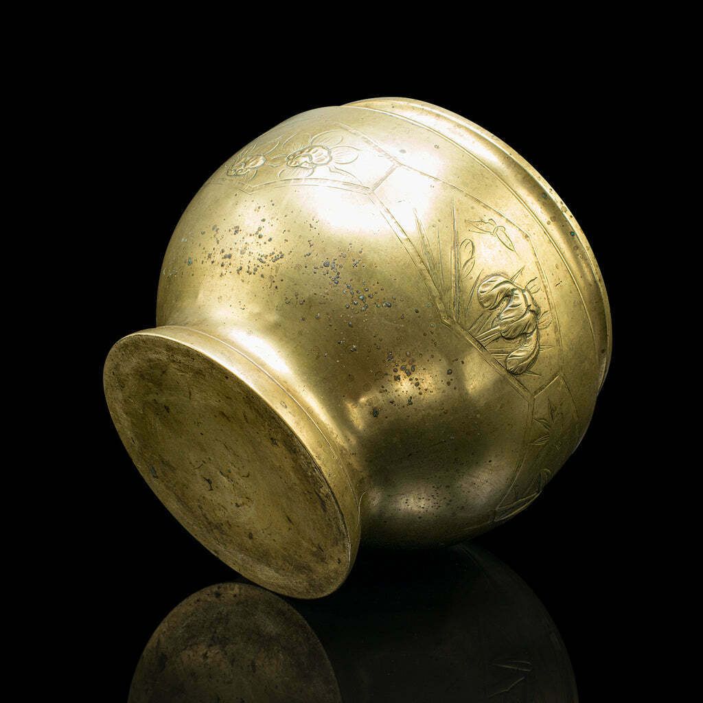 Antique Decorative Jardiniere, Japanese, Brass, Planter Pot, Victorian, C.1870 photo buy