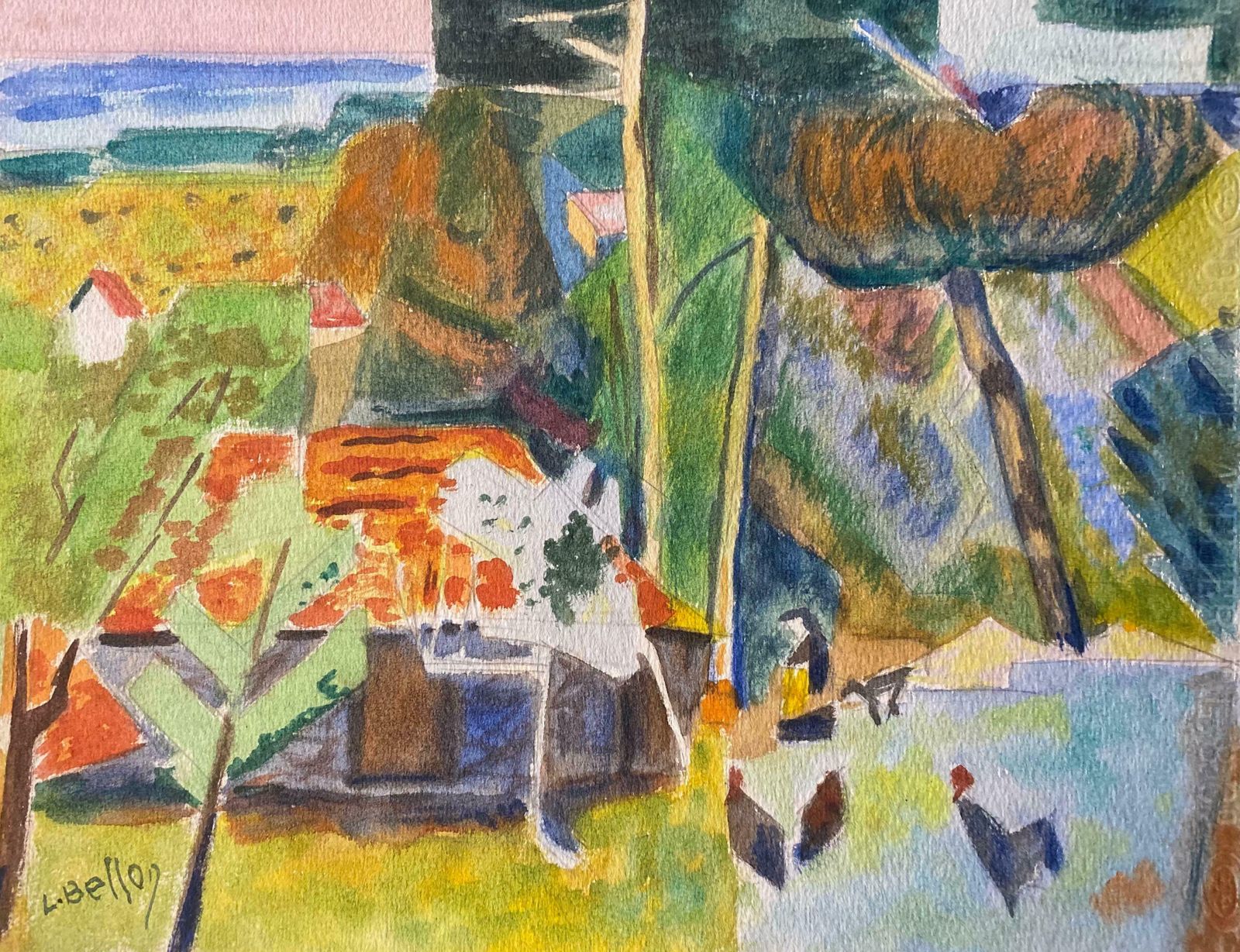Louis Bellon1940's Provence Painting French Bright Landscape    Post Impressionist Artistc. 1940s