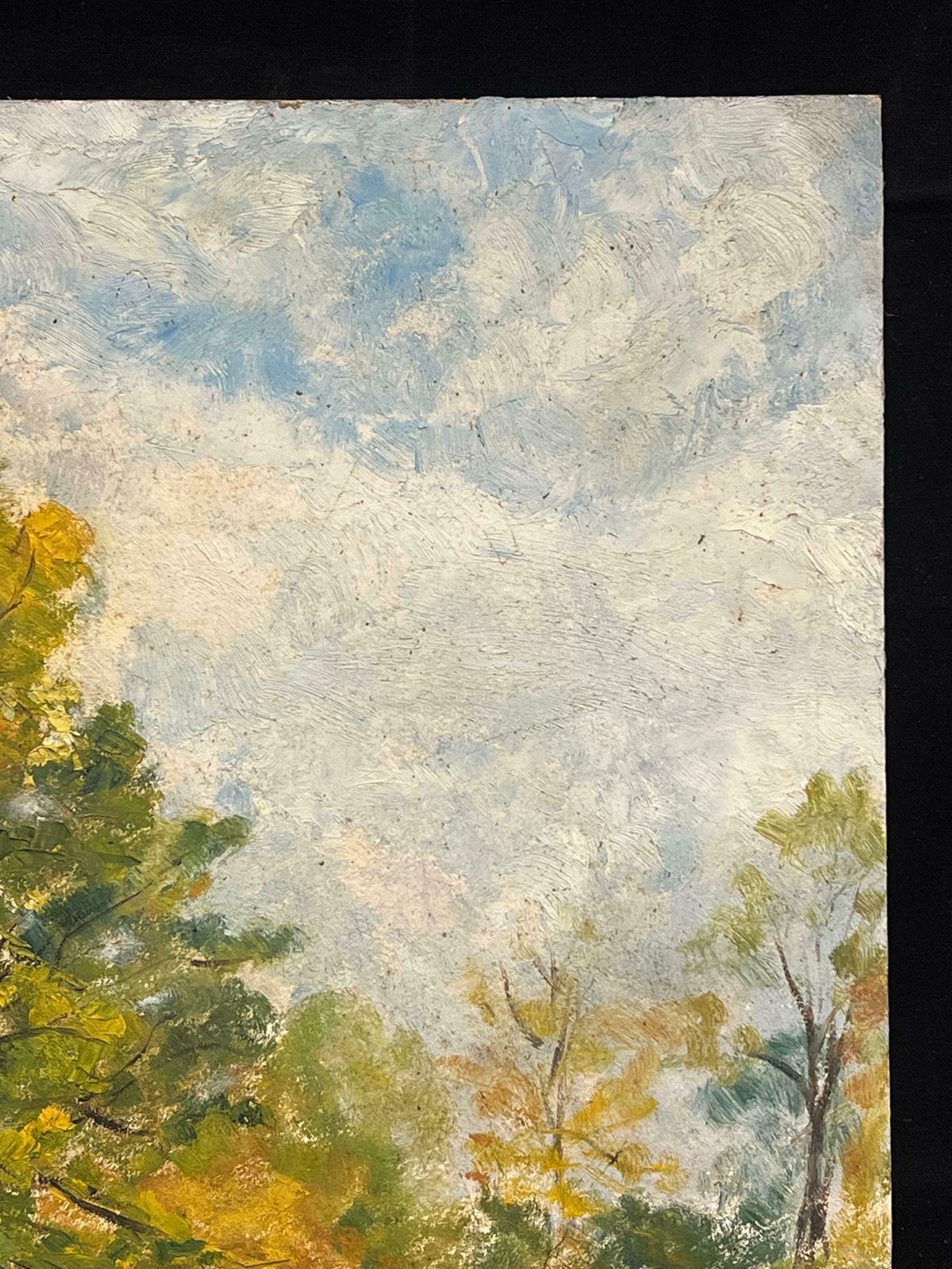 Simone Forgefrench Autumn Landscape With Bright Foliage And Figures In The Park Oil Painting19th Century photo vinterior