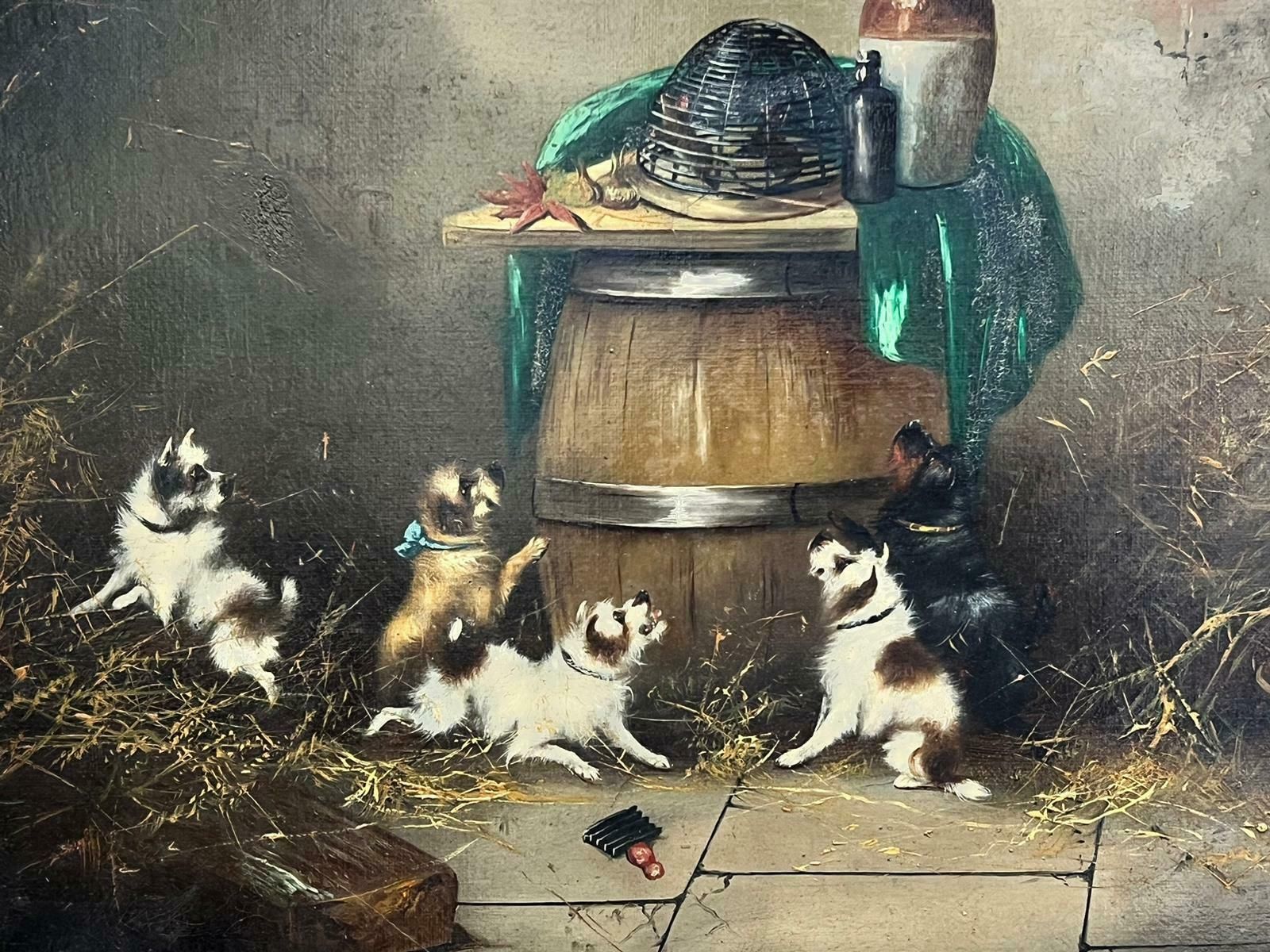 Frank Cassellterriers Ratting Barn Interior Victorian English Dog Oil Painting Framed photo vinterior