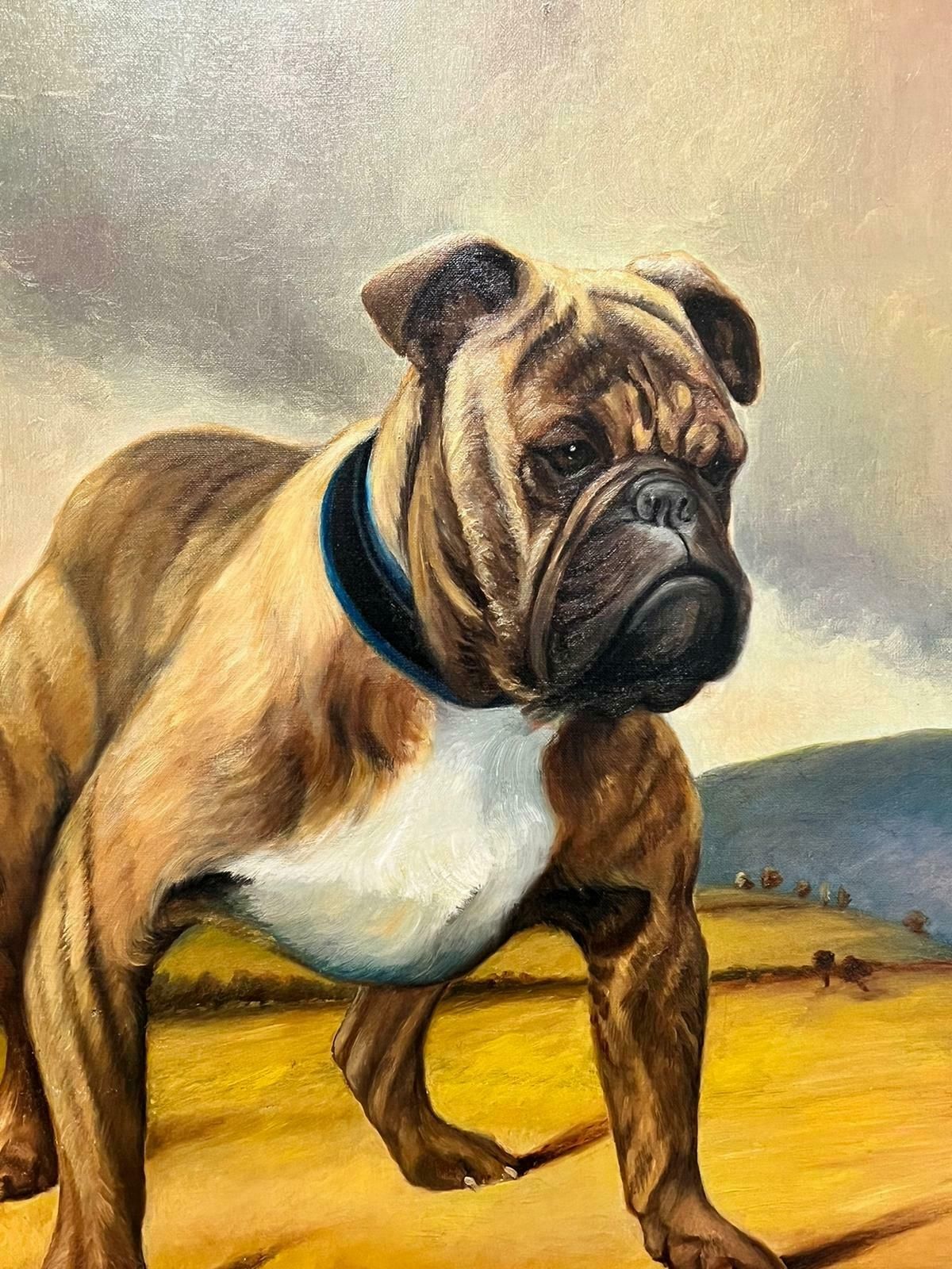 J Whitebritish Bulldog Original 1900's English Dog Painting Portrait Of Bulldog Signed photo 1889.0