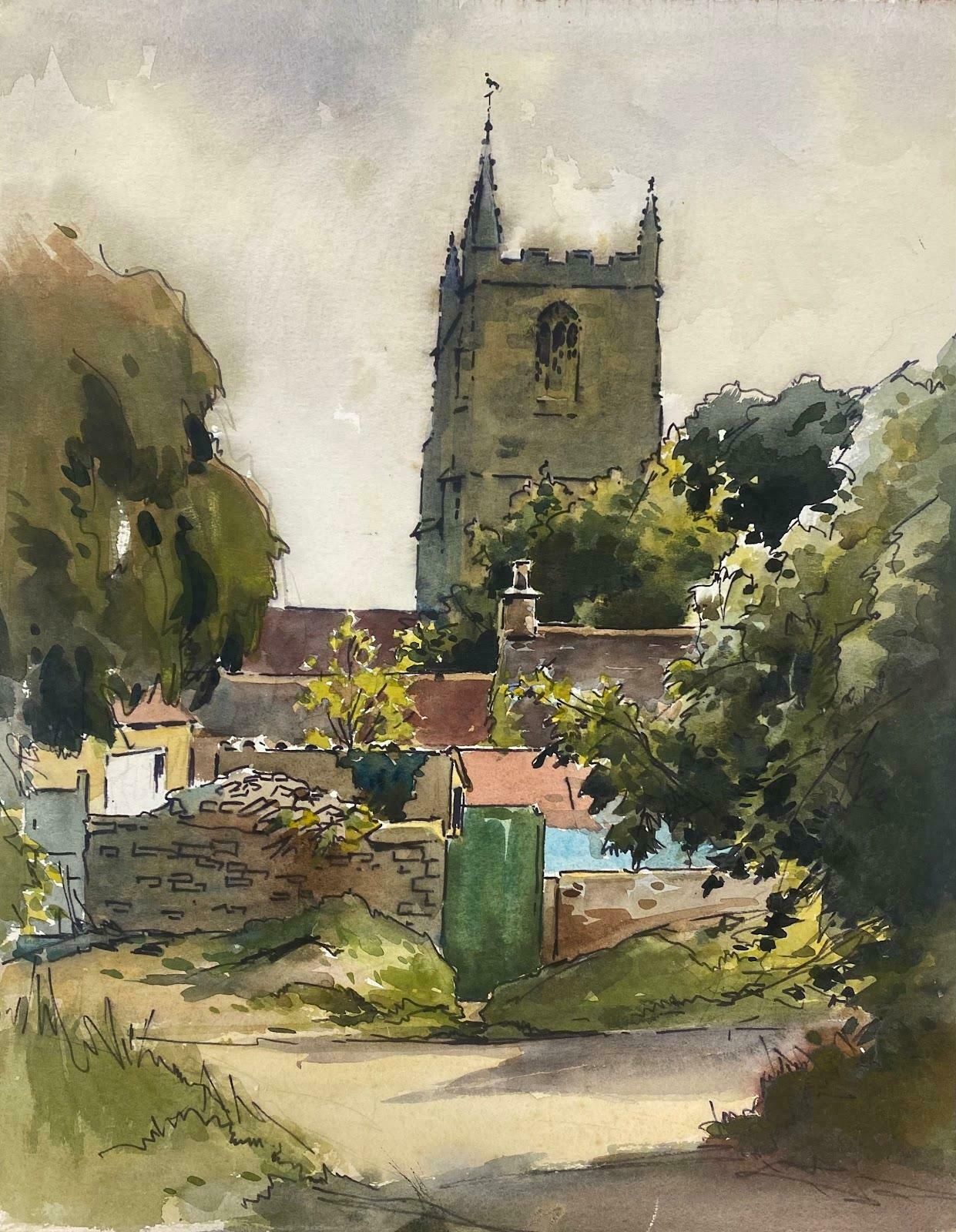 Frank Duffieldbritish Mid 20th Century Impressionist Painting The Village Church  Mid 20th Century