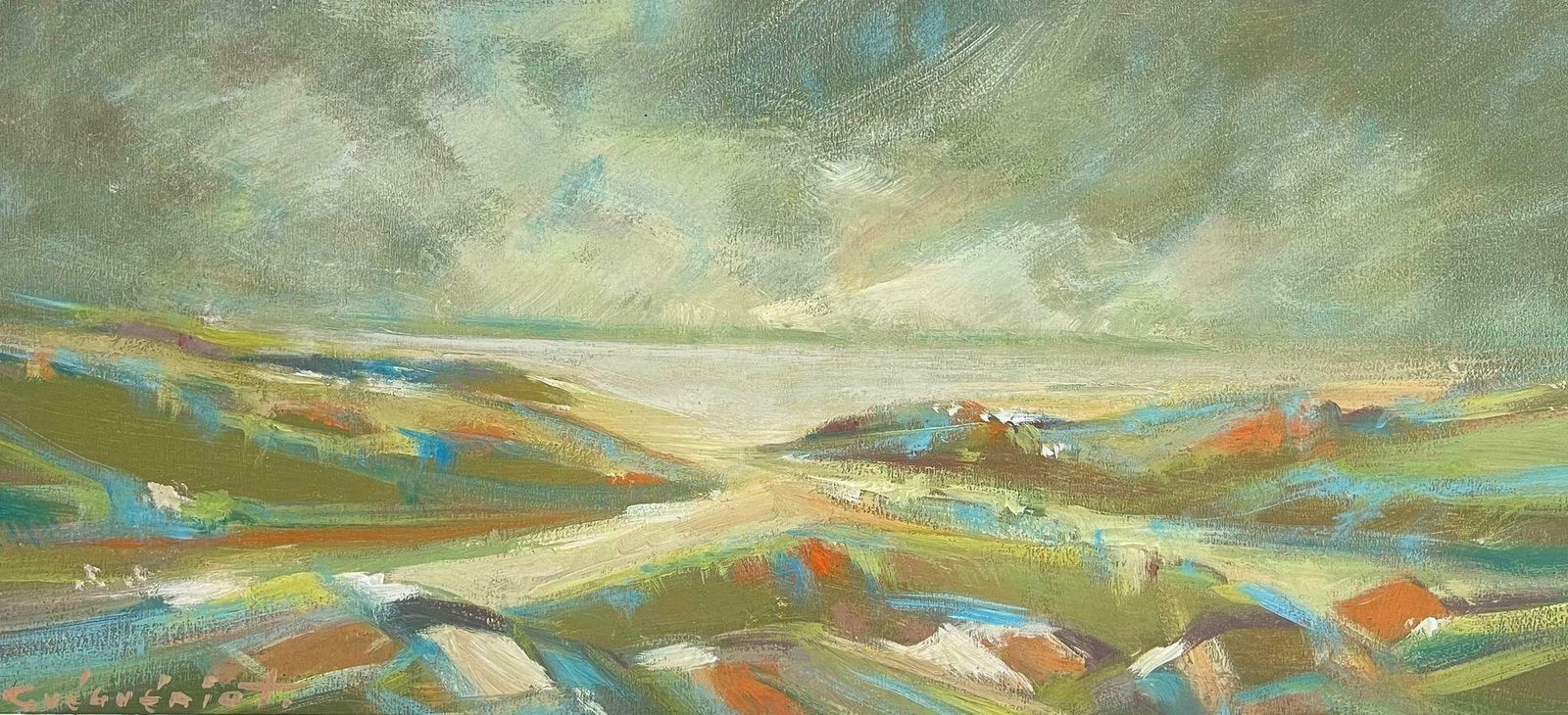 Gerard Guegueniatfrench Abstract Expressionist Signed Oil Coastal Landscape Large Original