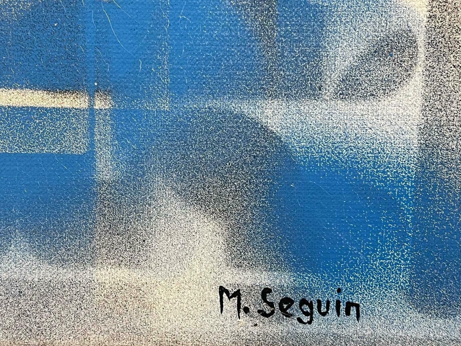 Michel Seguinlarge French Abstract Expressionist Painting Contemporary Black Blue & White photo Art