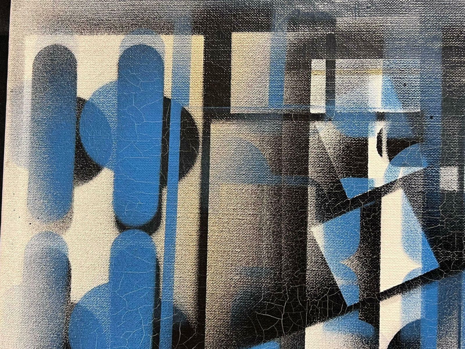 Michel Seguinlarge French Abstract Expressionist Painting Contemporary Black Blue & White photo buy