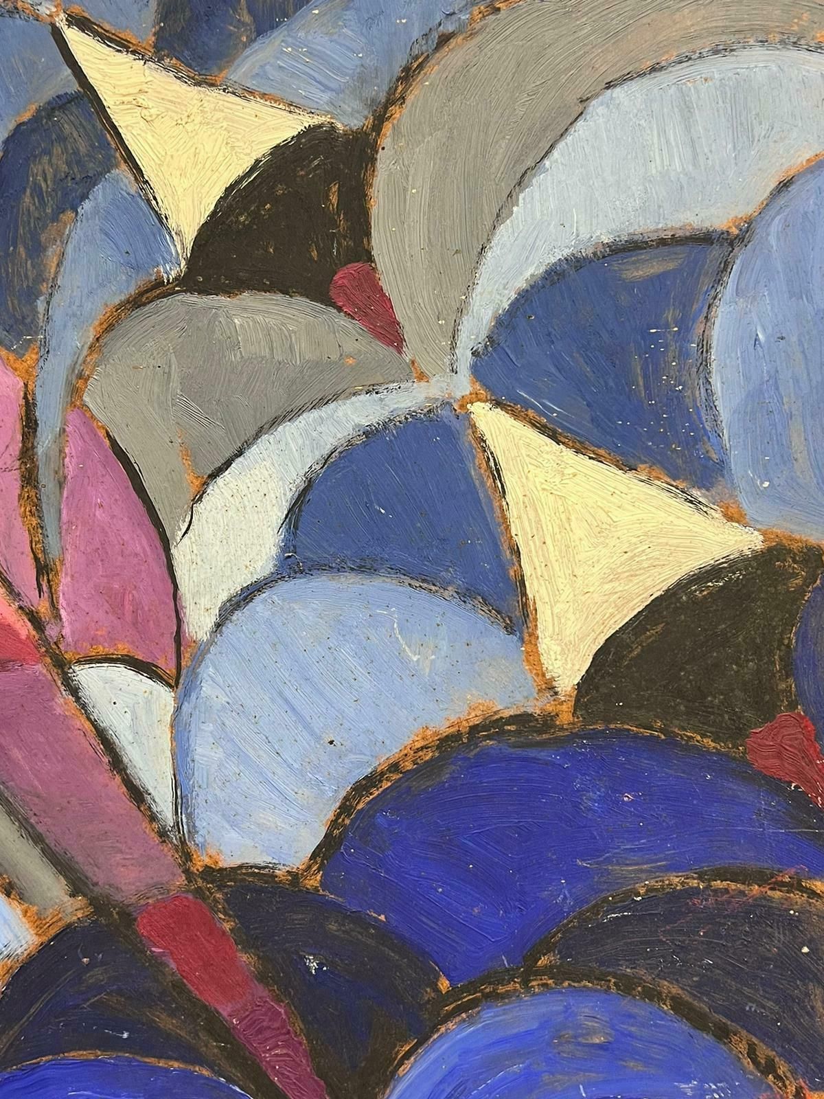 French School1960's French Abstract Cubist Oil Painting Amazing Colors & Shapes Large Scale1960's photo 1022.0