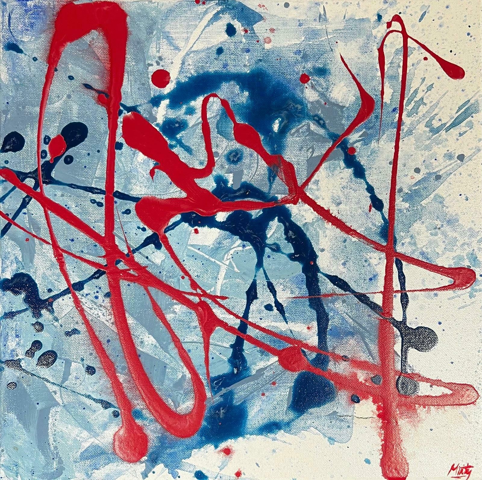 Minty Ramseyred Blue And Grey Explosion Abstract Acrylic Contemporary British Painting2024 photo for sale