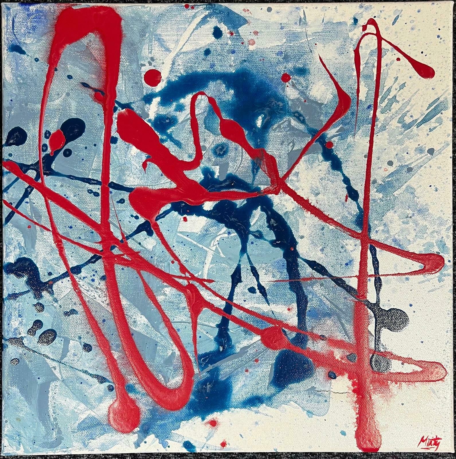 Minty Ramseyred Blue And Grey Explosion Abstract Acrylic Contemporary British Painting2024 photo vinterior
