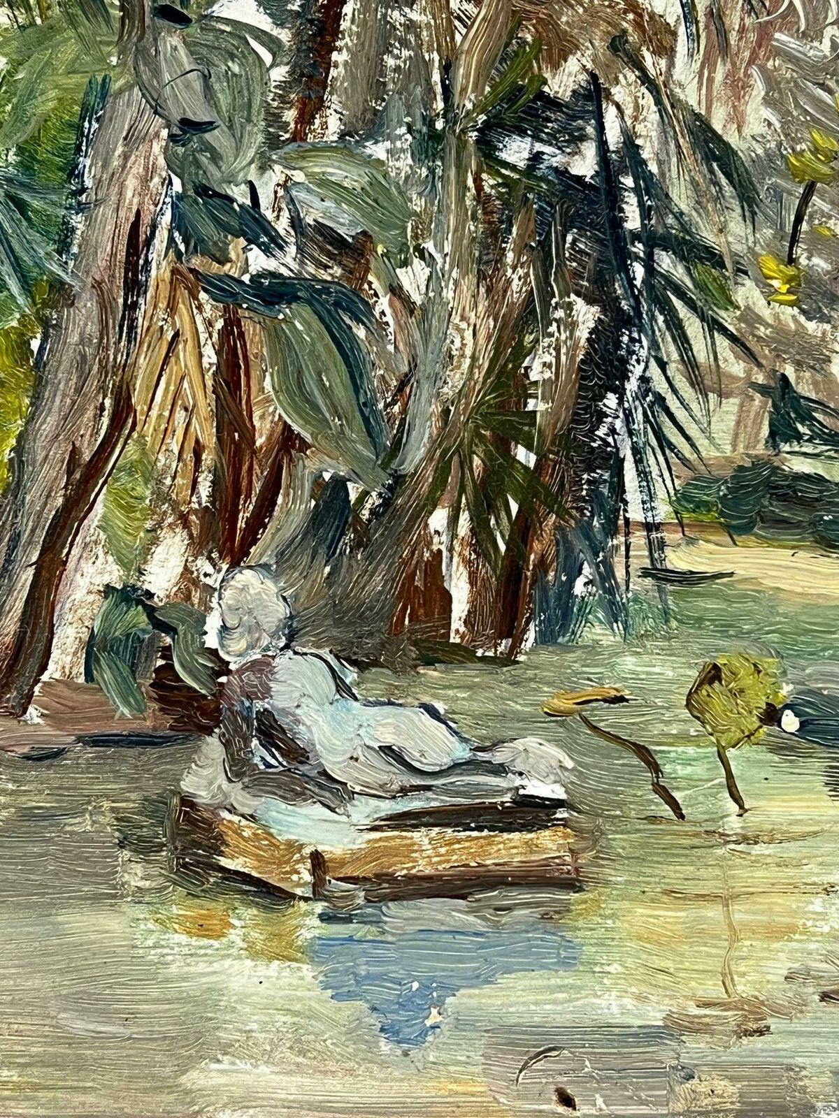 Simone Forge1950's French Impressionist Oil Nude Figure Reclining In Woodland photo for sale