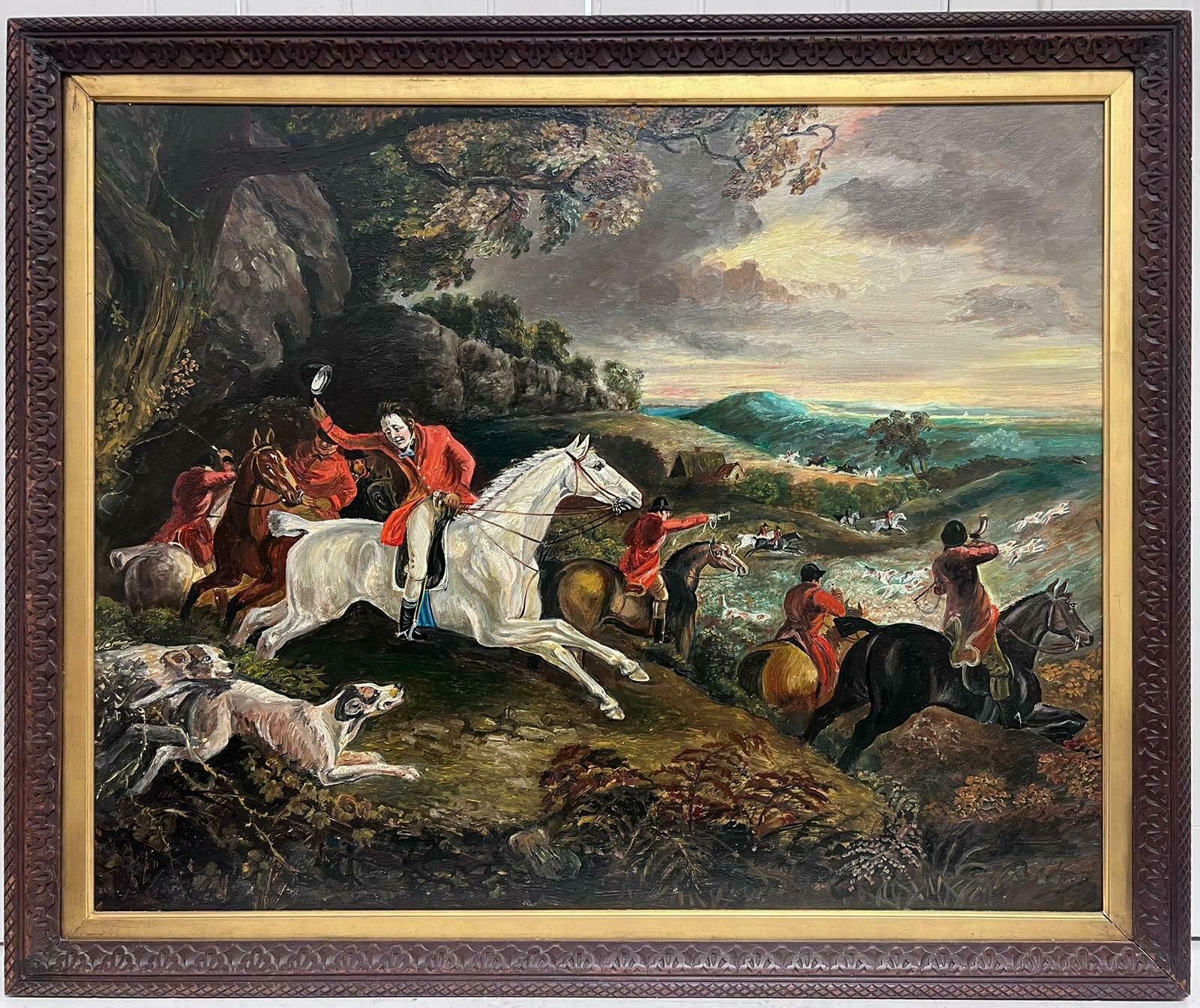 Michael Constable (20th Century British School)classic English Fox Hunting Horses Riders & Hounds In Landscape, British Oil photo furniture
