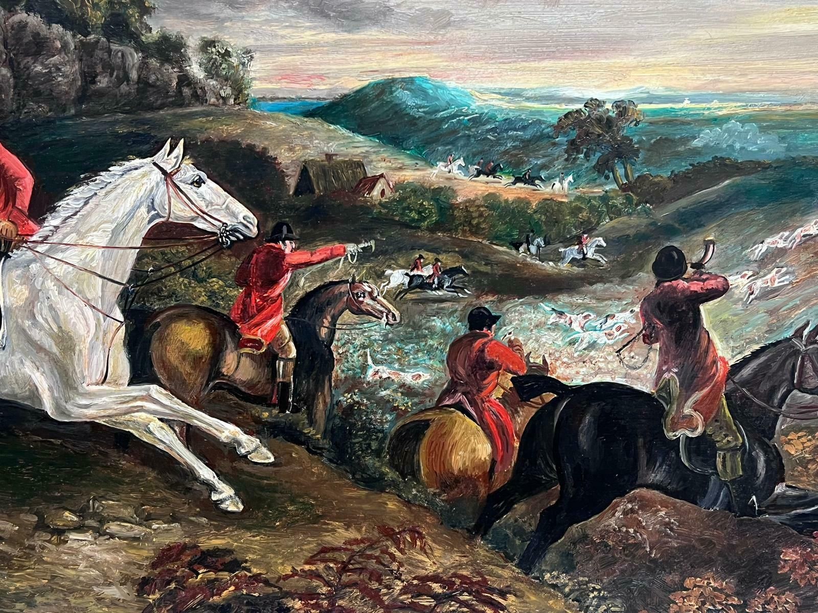 Michael Constable (20th Century British School)classic English Fox Hunting Horses Riders & Hounds In Landscape, British Oil photo vinterior