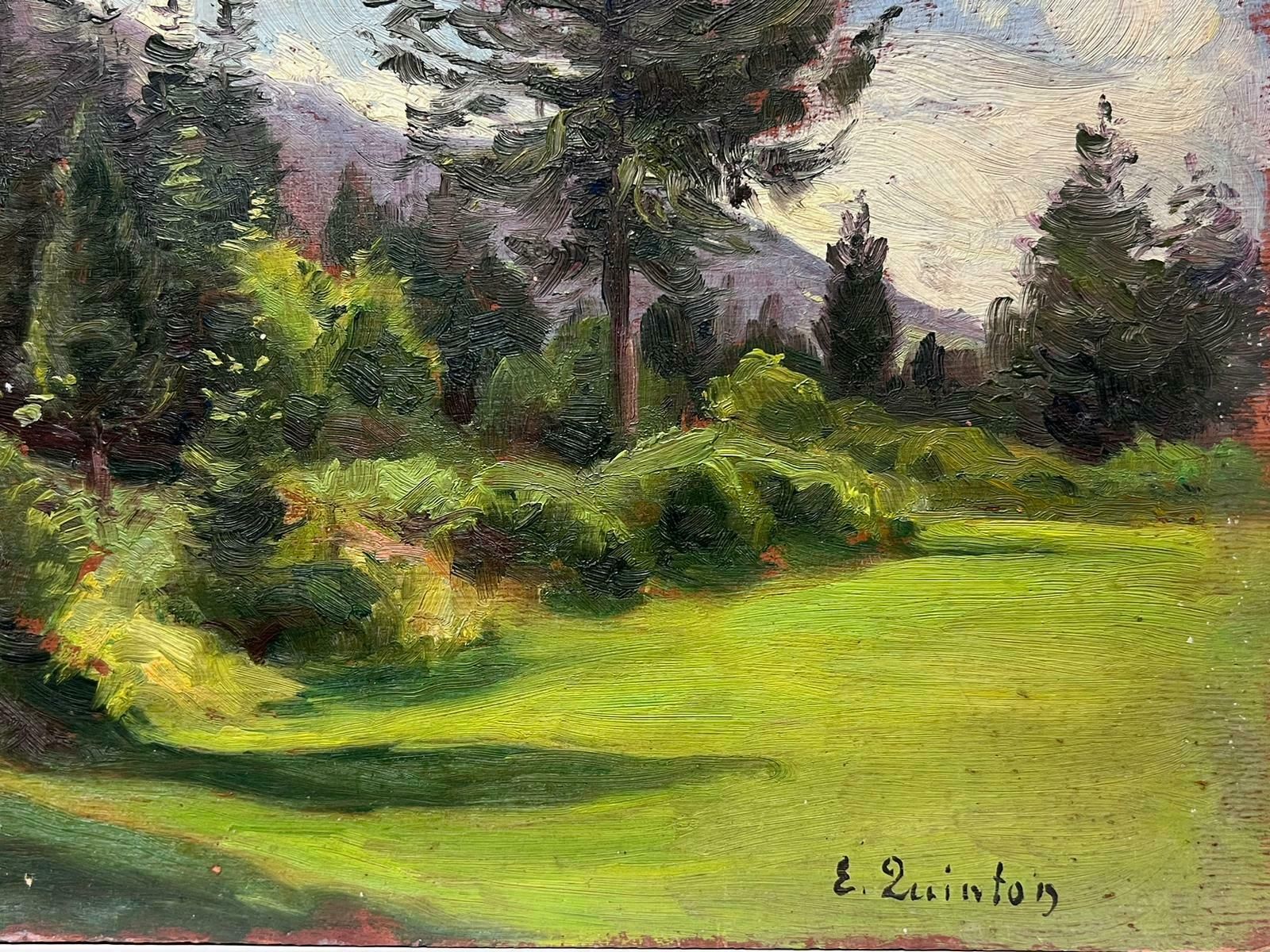 Edmond Quinton1930's French Impressionist Signed Oil Painting Green Woodland Landscape1930's photo for sale