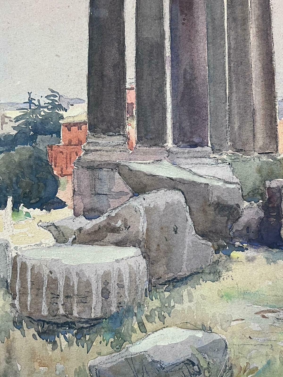 Jean Laforguemid 20th Century French Post Impressionist Signed Painting Tall Stone Monument photo Art