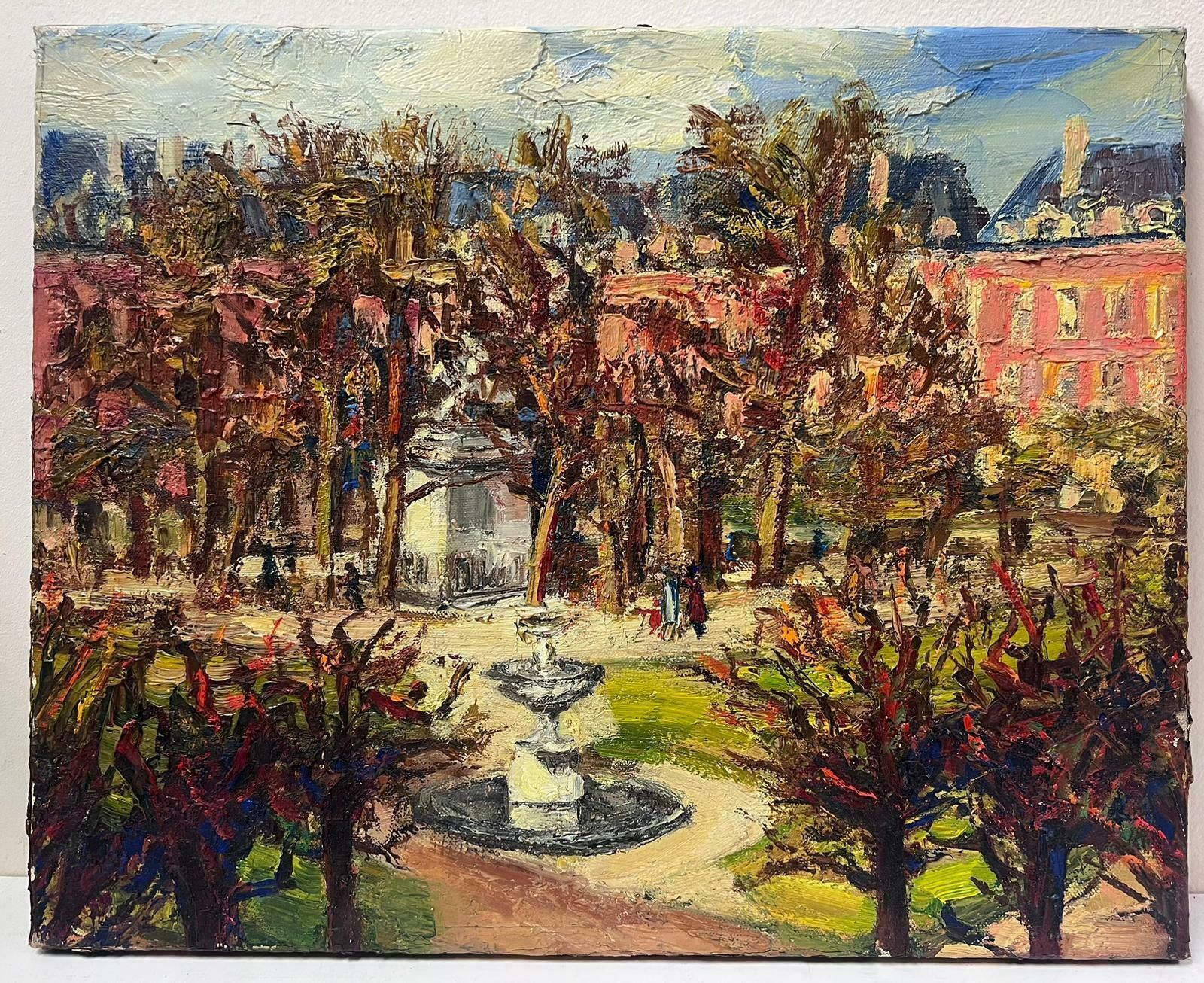 Josine Vignonfrench Post Impressionist Oil Paris Square Place Des Vosges? Signed Original1960's photo furniture