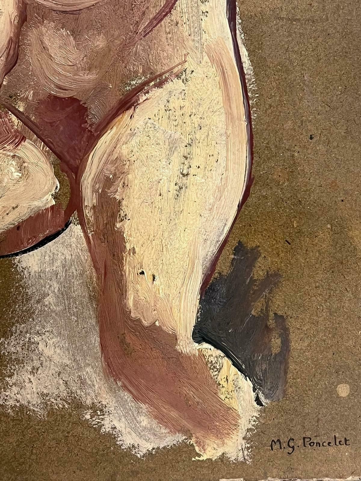Maurice Georges Ponceletstudy Of Nude Lady 1900's French Impressionist Oil Painting Working Sketch1900's photo Art