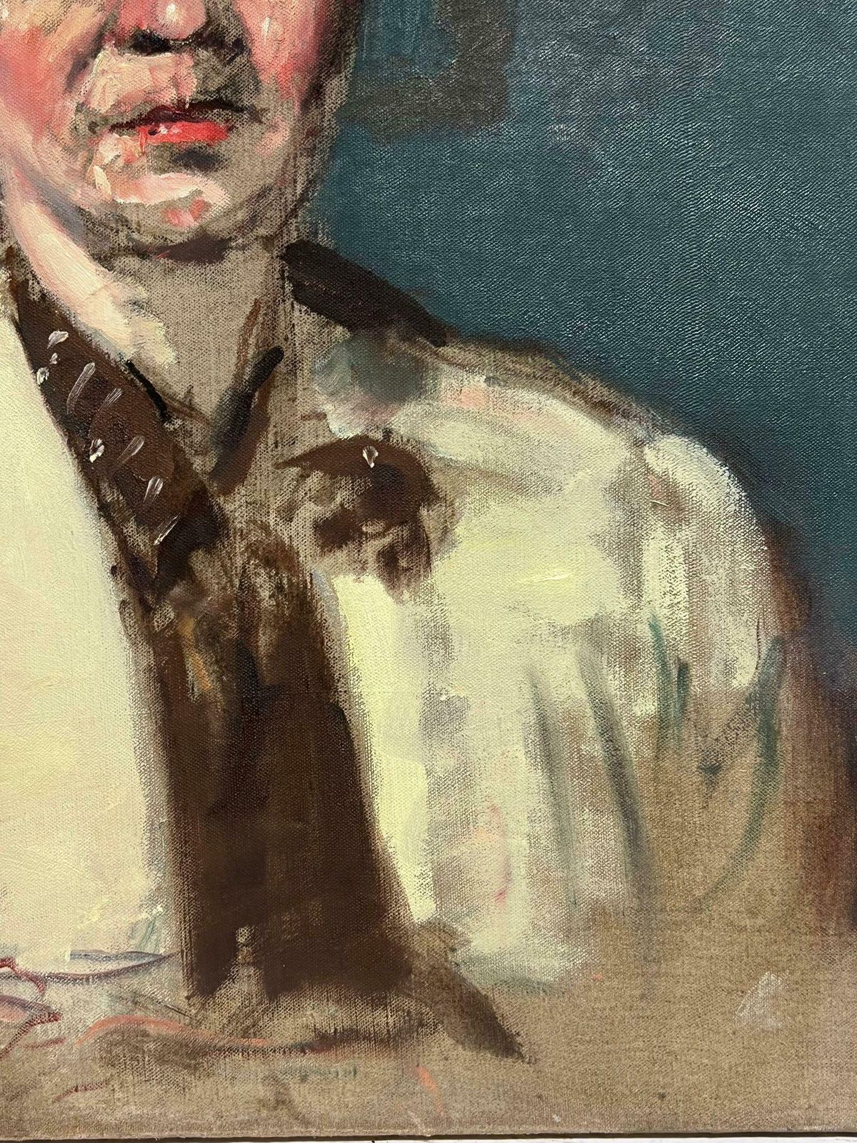 French School1930's French Portrait Of Lady Impressionist Oil Painting On Canvas1930 photo Art