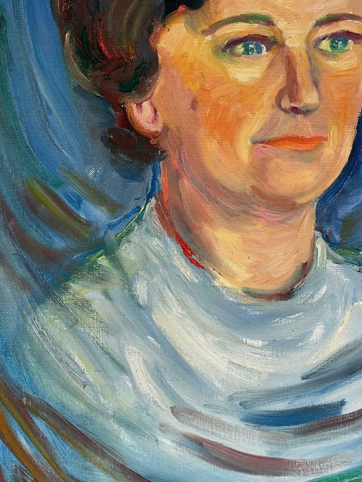 French School1970's French Portrait Of A Distinguished Lady Oil Painting On Canvas D.19751975 photo Art