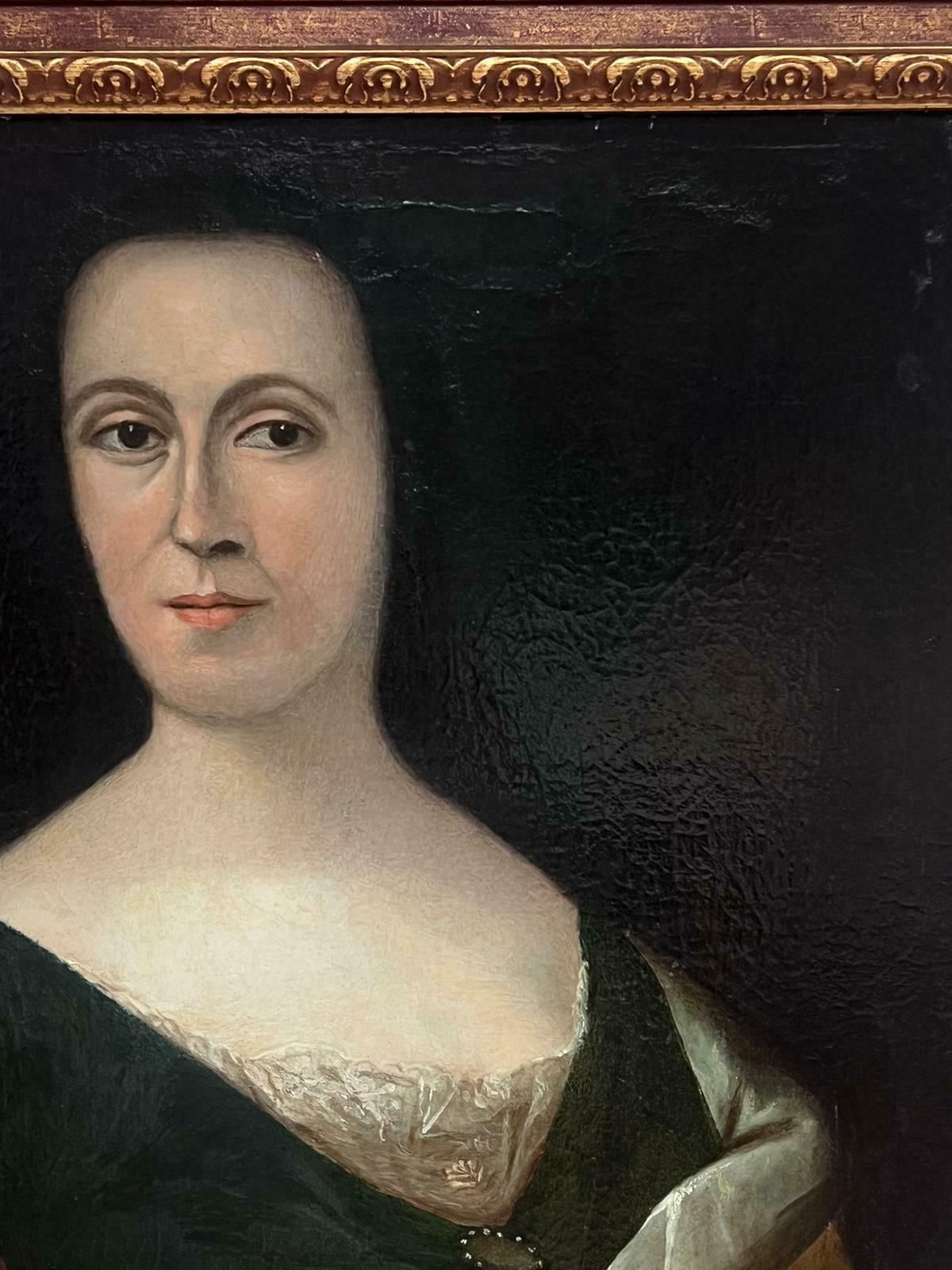 18th Century European Large 18th Century European Oil Painting Portrait Of Noble Lady Lace Collars 18th Century photo Art
